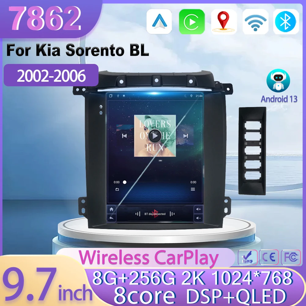 

Android 13 For Kia Sorento BL 2002 - 2006 Tesla Style Navigation GPS 7862 CPU Car Video Multimedia Player 7862CPU Screen 9.7inch