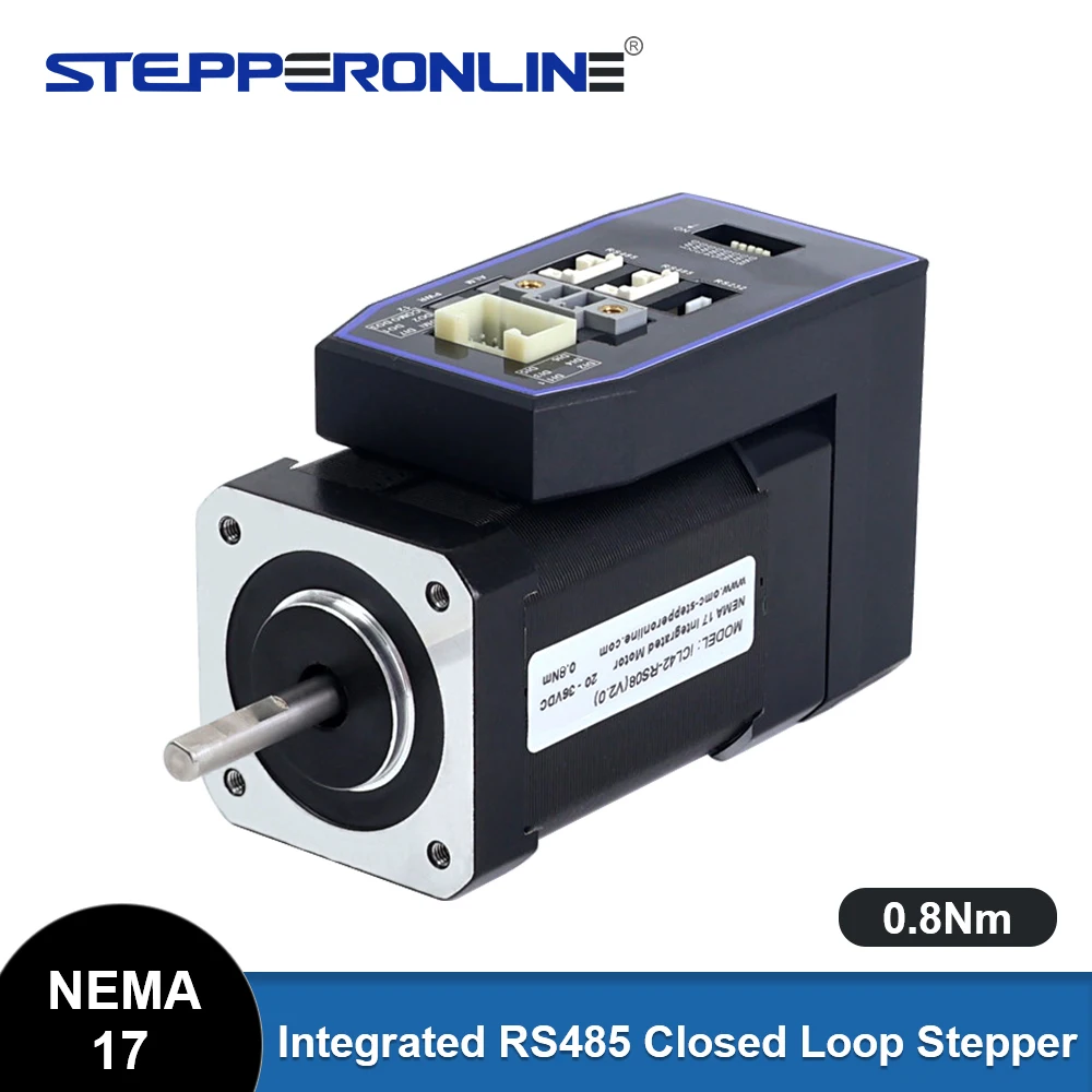 STEPPERONLINE NEMA 17 Integrated RS485 Closed Loop Stepper Motor 0.8Nm 20-36VDC w/ 14-bit Incremental Magnetic Encoder