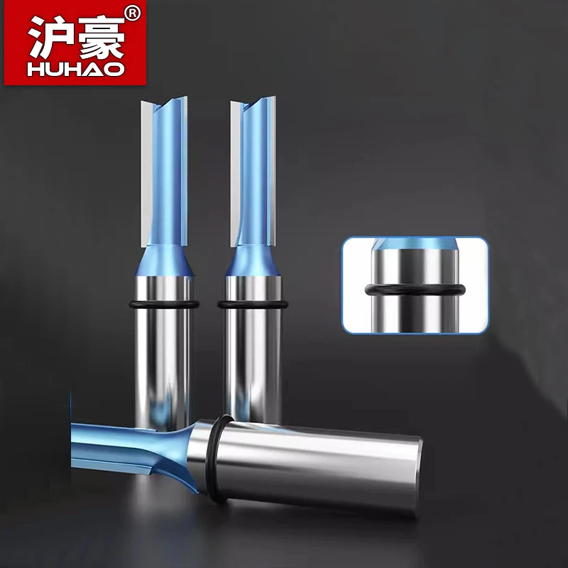 HUHAO 1pc Industrial Grade Woodworking  Router Bit Double Edged Endmill Straight Trimmer Bit SharpedTungsten Milling Cutter