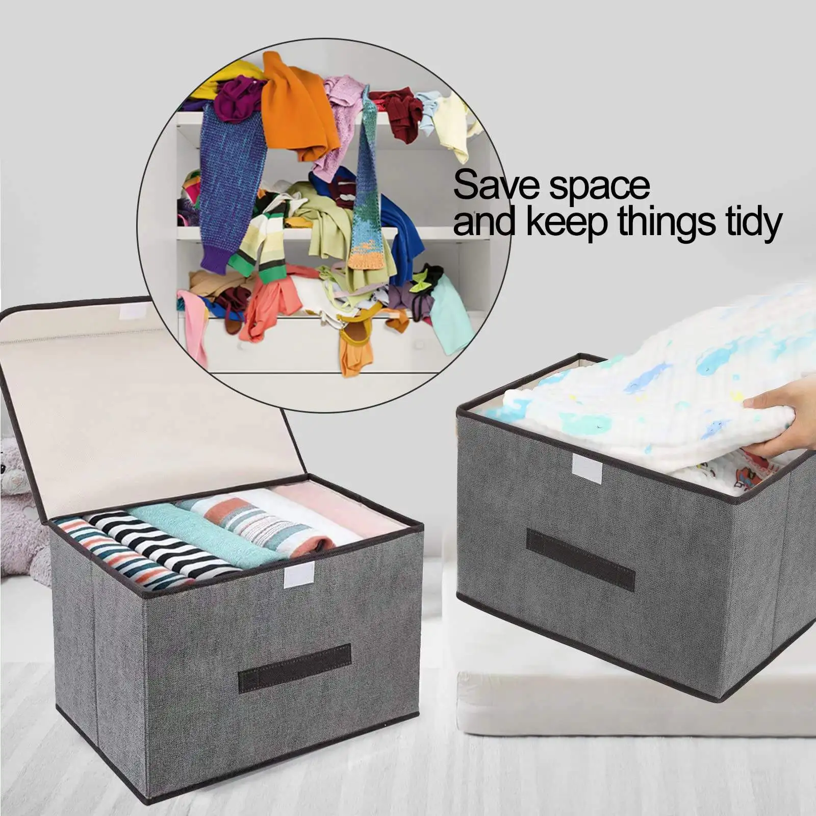 Multi-Purpose Foldaway Storage Chest with Lid: An Ultimate Organizer for Clothing, Underwear, Socks, and Kids\' Toys