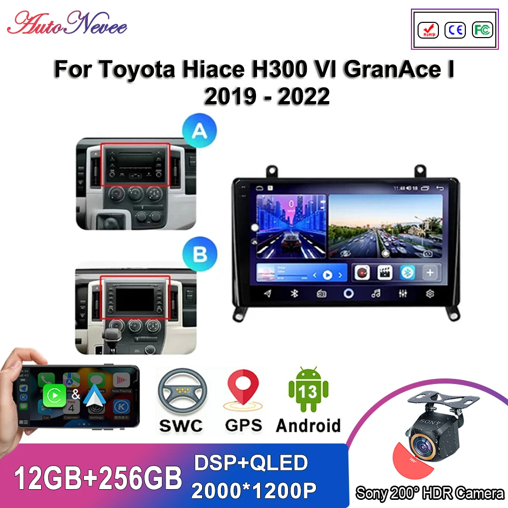 

Android 13 Multimedia For Toyota Hiace H300 VI GranAce I 2019 - 2022 Car Player GPS Stereo Navigation Radio Screen No 2Din DVD