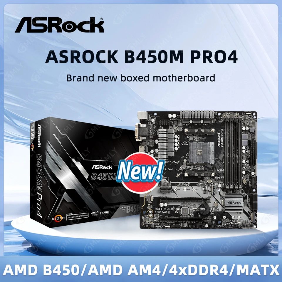 B450 B450M Motherboard ASRock B450M Pro4 AM4 64GB DDR4 Micro ATX