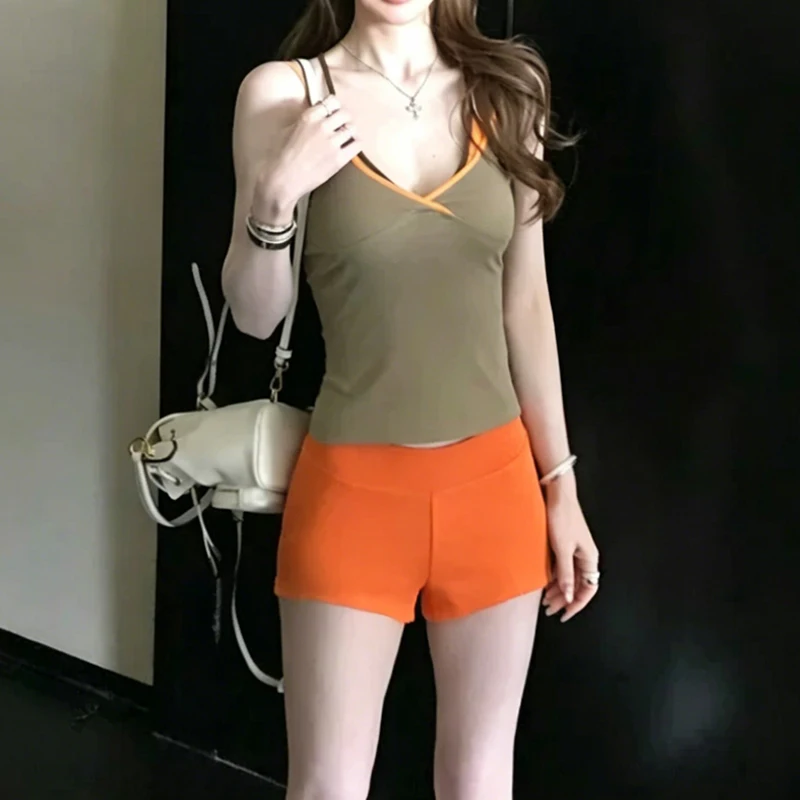 Women's Modal Air Layer Low Rise Booty Shorts Y2K Slim Fit Mini Shorts