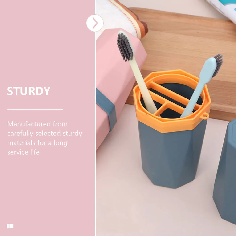 

2Pcs Wash Cup Set Travel Toothbrush Holder Cups Portable Storage Box for Toothbrush and Mouthwash Use Ideal Gift Family Holiday