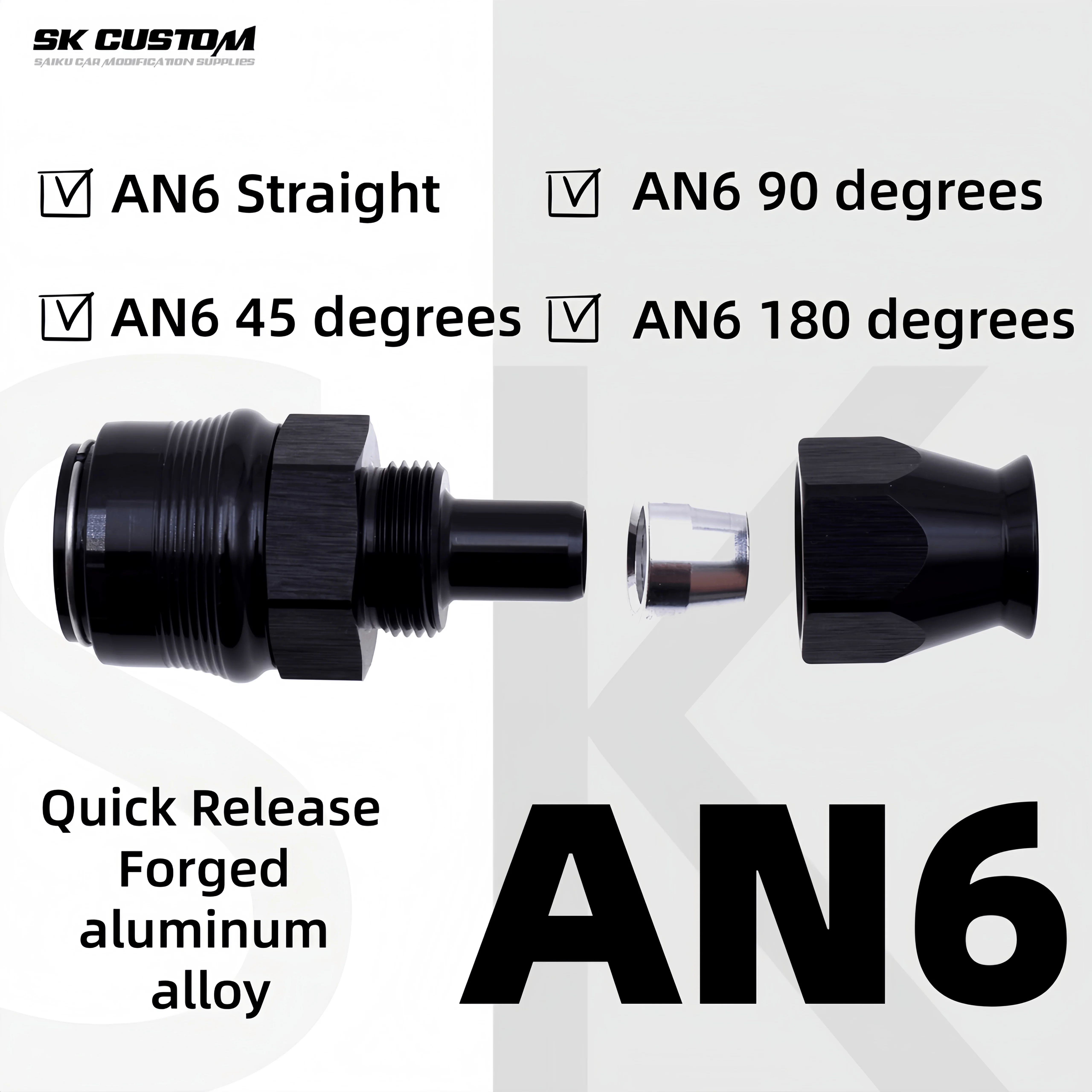 PTFE AN6 Aluminum Alloy Swivel Hose End Fitting 45° 90° Straight Quick Release Oil Hose Connector Universal Car Modified Adapter