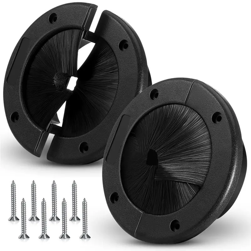 

ABIY Wall Floor Cable Management 2 Pack 6" Round Brush Grommet Raised Floor Airflow Management For Home Data Center