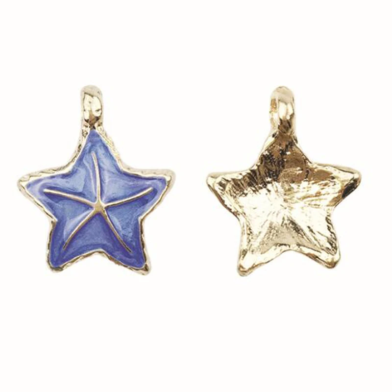 10pcs Lot Korean Jewelry Accessories Hair Pendant Enamel Shell Starfish Charms, Gold Dangle Alloy Handmade Headwear Diy Material