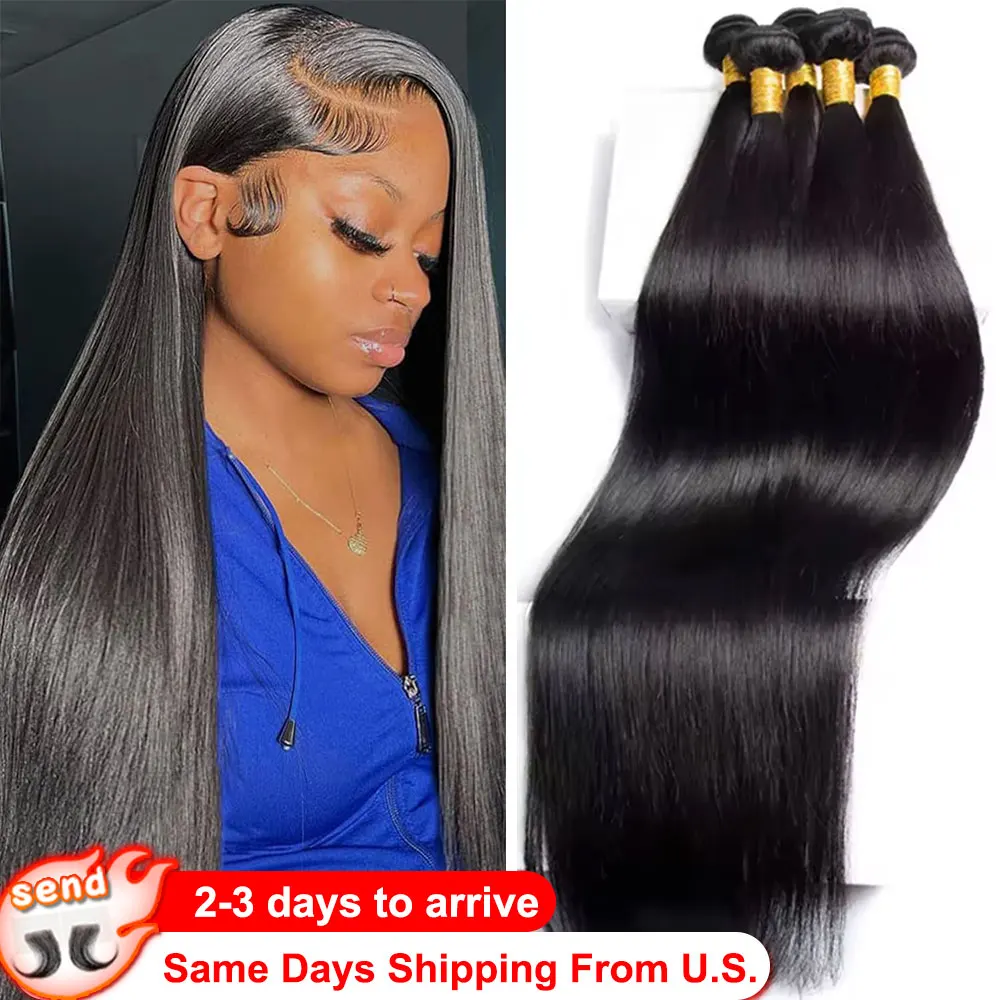 16A Прямые пучки человеческих волос 36 40 дюймов Необработанные волосы 4 5 6 пучков Бразильские наращивания 100% человеческие волосы Необработанные пучки плетения