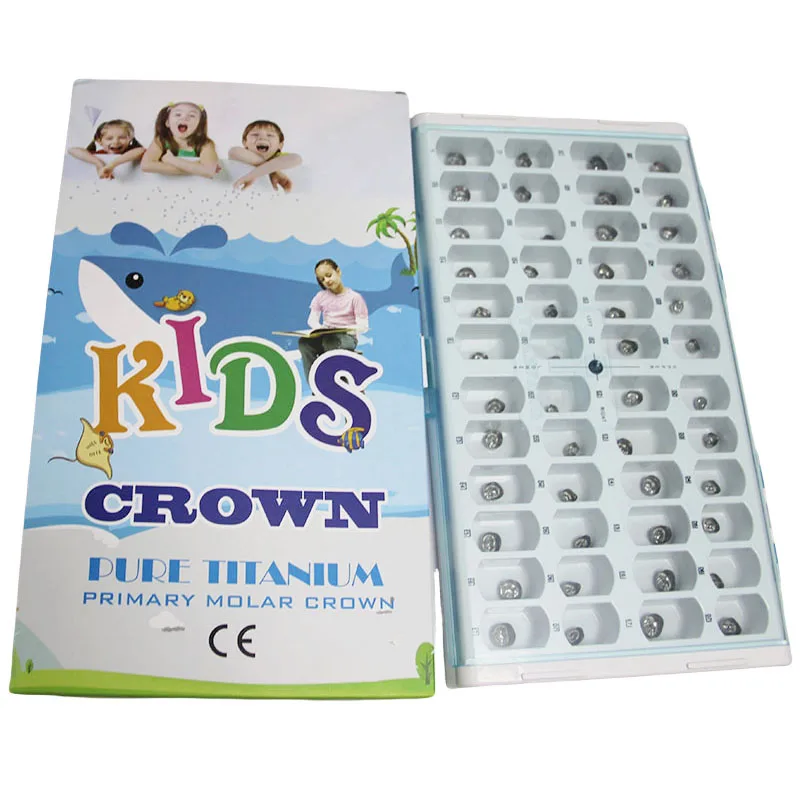 

Dental Metal Titanium Teeth Crown Kids Primary Molar Crown Pure Ti Dental Preformed Tooth Full Crowns Dentistry Lab Materials