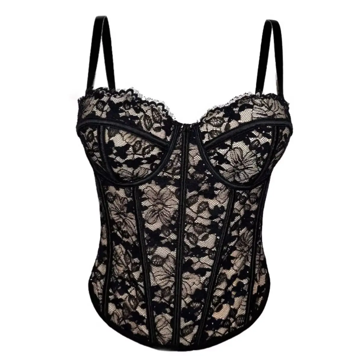 النساء الدانتيل الصدرية مشد أعلى مثير الملابس الداخلية جنسي الملابس الداخلية العظام تانك القمم الصيف موضة ملابس للحفلات الهذيان بوستير سترة دون أكمام