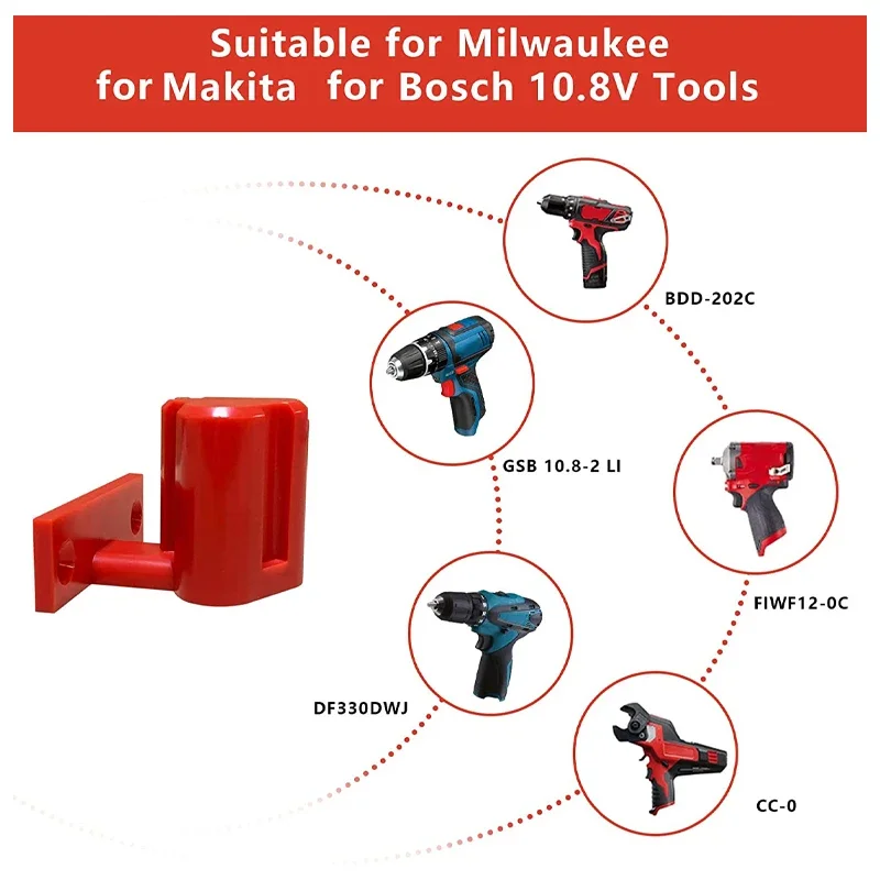 Battery Holder Tool Holder for Makita for Milwaukee for Bosch 10.8V 12V,Wall Mounted Battery Tool Storage Bracket Display Rack