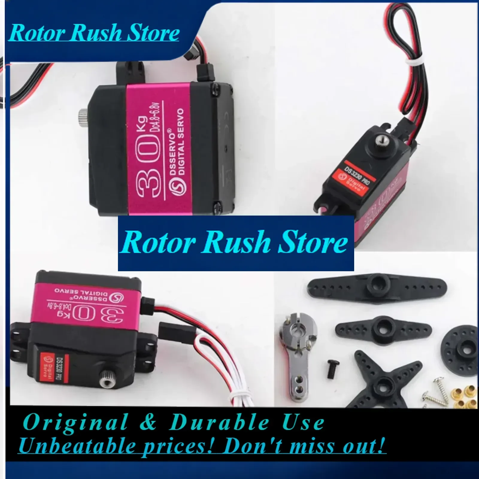 RoRuS4Pcs 30KG Digital  DS3230PRO Stainless Steel Gear IP66 Waterproof 6V High Torque For RC Car Robot Arm