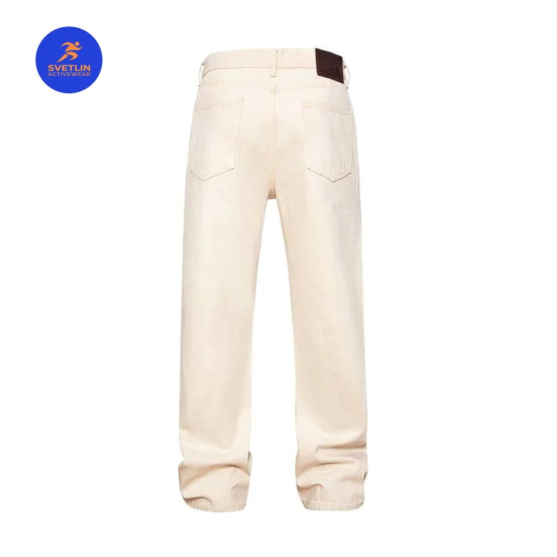 SVETLIN EU US Size Luxury Quality Jean Pants Street American Beige 13.5OZ High-Density Cotton Loose Straight-Leg Men'S Jeans