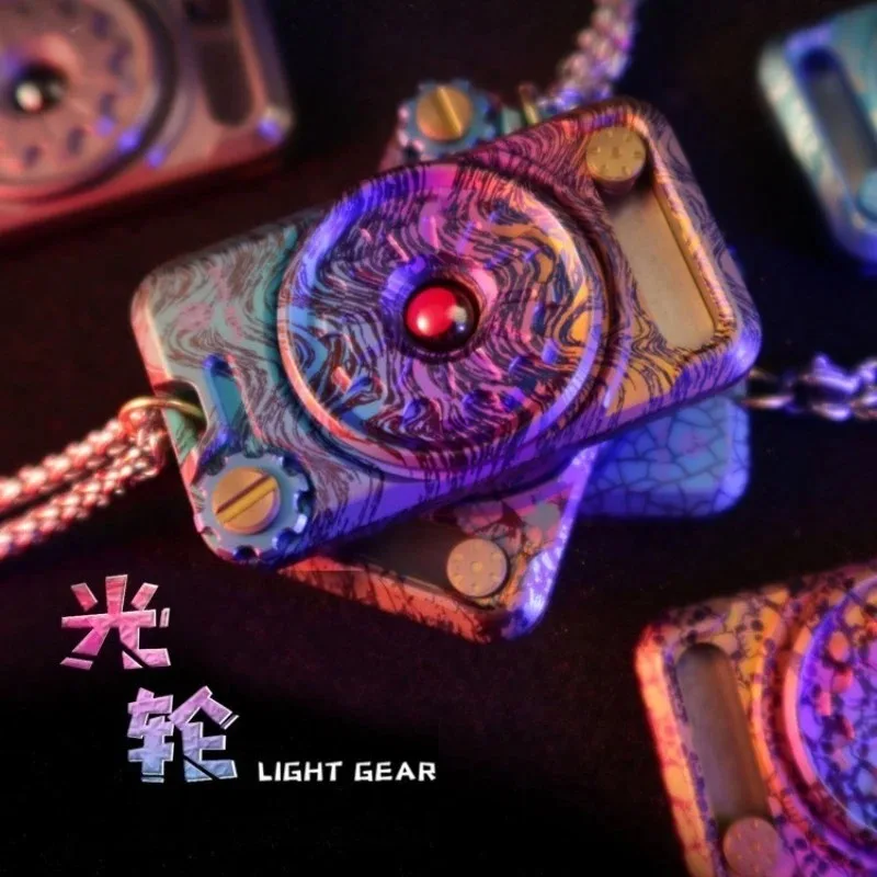 Nine Hands EDC Limited Edition Broken Sky Light Wheel Series Mechanical Metal Push Card Necklace Pendant Decompression Toy