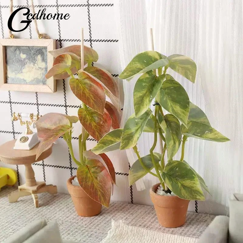 1/12 Dollhouse Simulation Green Plants Bonsai Model Dollhouse Scene Decoration Micro Landscape Garden Bonsai Ornament