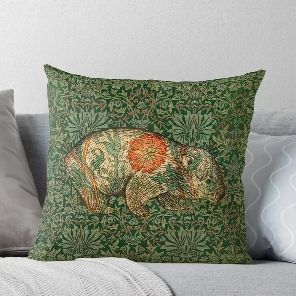 

Rossetti's Wombat in Green Flower Garden Throw Pillow Cusions Cover Sofa Cushions pillow