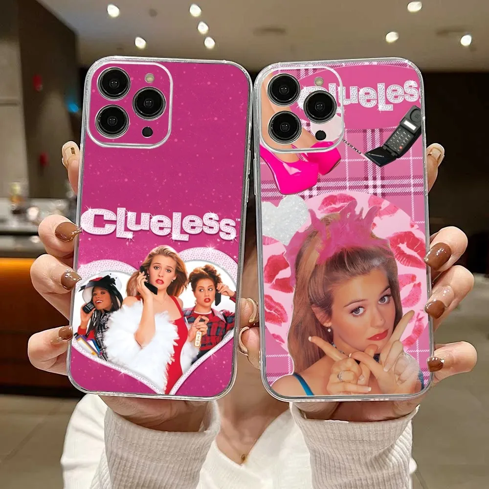 C-Clueless Vintage Y2K Phone Case For iPhone 16,15,14,13,12,11 Plus,Pro,Max,XR,XS,X,7,8 Plus,SE,Mini Transparent Silicone Soft