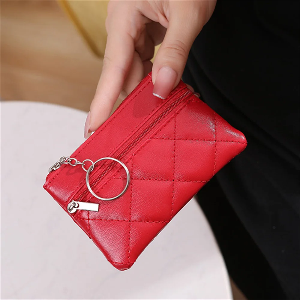 PU Leather Wallets with Key Ring Multifunctional Small Credit Card Pouch Coin Purses Fashion Short Wallets