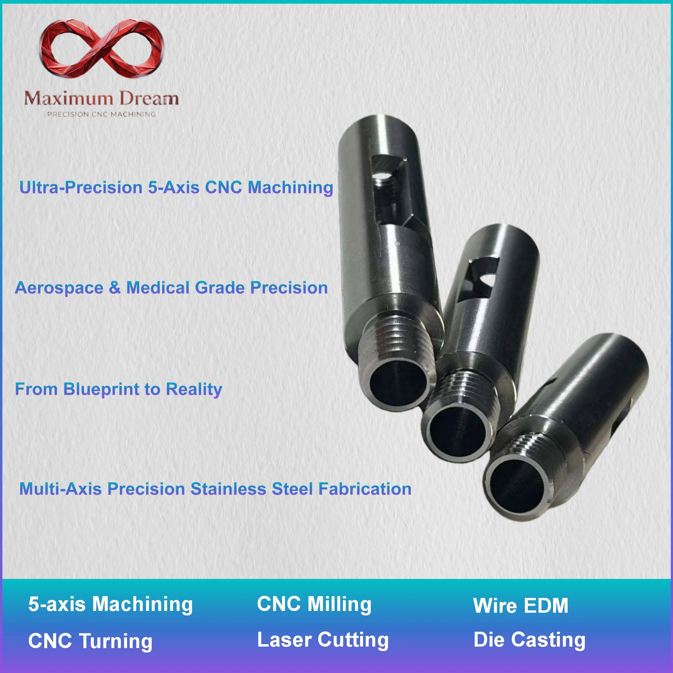 Custom CNC Machining Titanium Parts Medical Aerospace Ti Grade 5 Precision Metal Components Fabrication