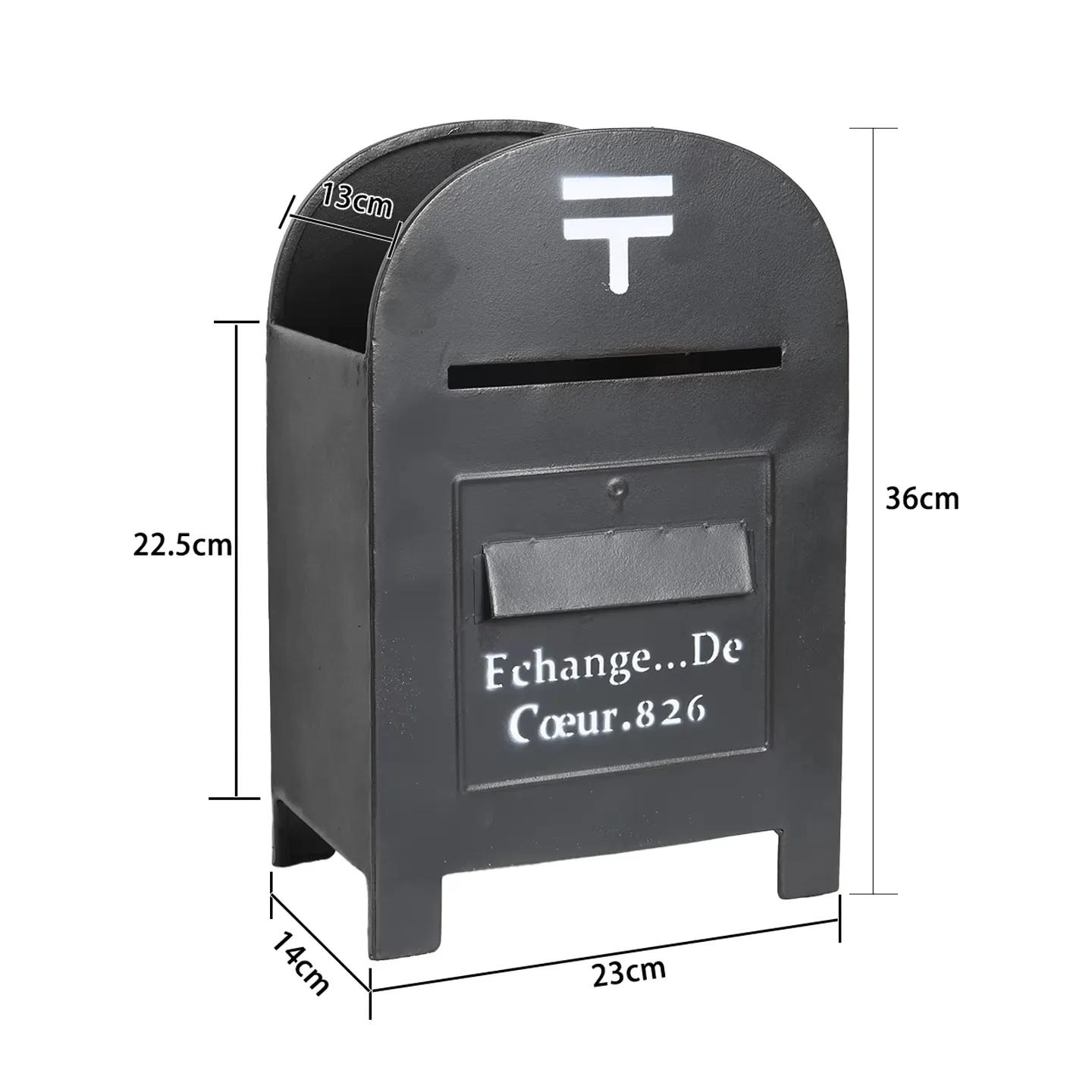 Vintage French Post Box Planter, Rustic Metal Mailbox Flower Pot Red Black, Garden Balcony Home Decor