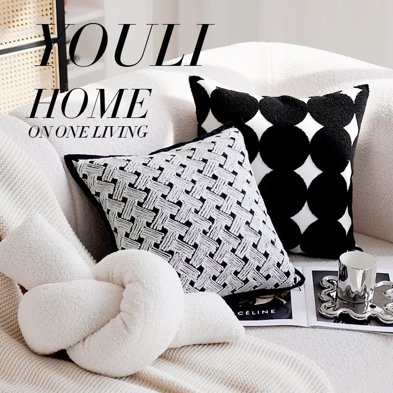 45x45CM Cream Colored Throw Pillow Cover Modern and Minimalist Stamping Waist Cushion Cover Decor Home Decorative Pillowcase