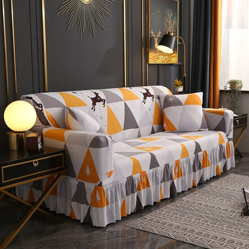 simple Skirt-style elastic sofa cover all-inclusive anti-slip living room decoration  seat covers