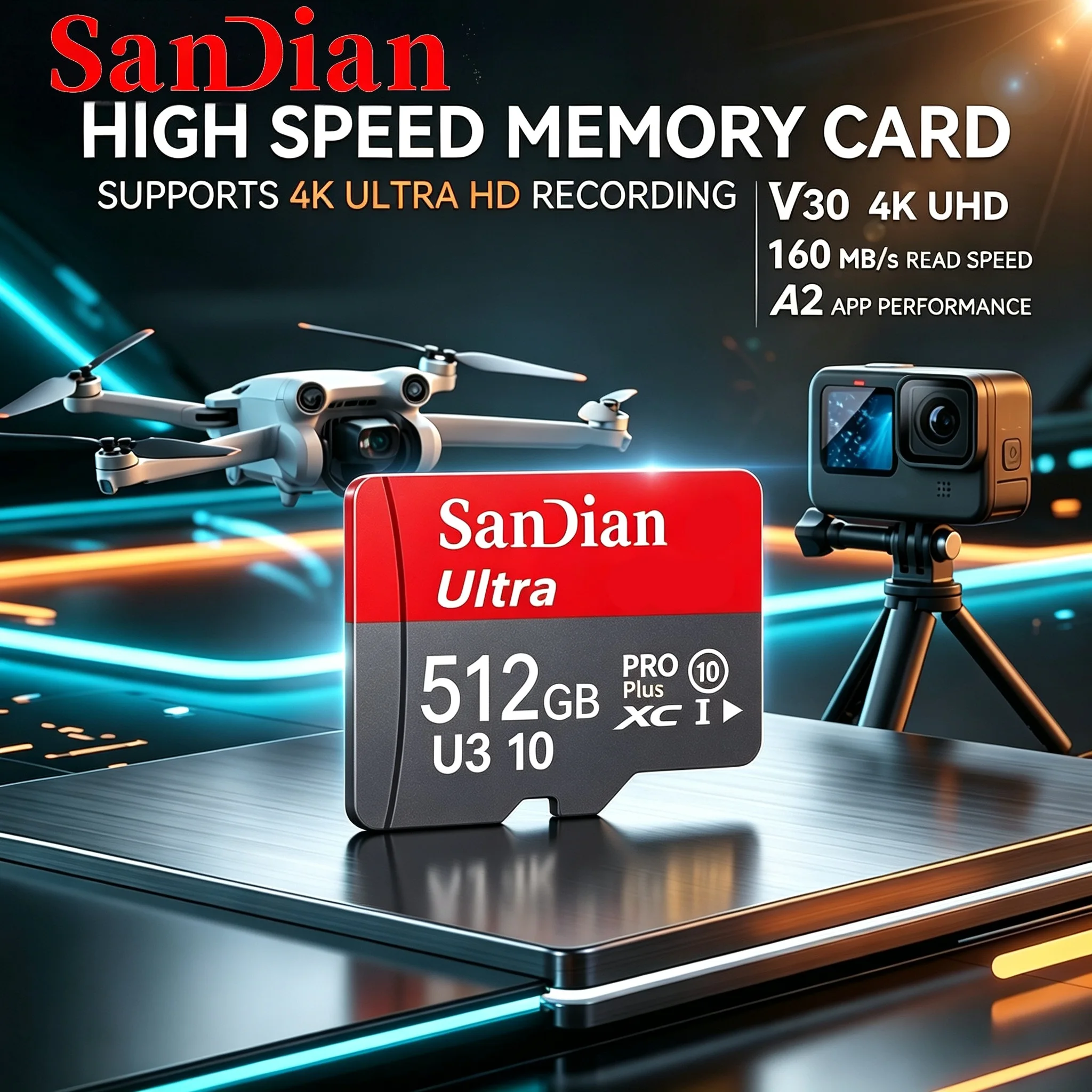 Reliable Micro TF SD Card 64GB 256GB 128GB SD Cards TF Cards Memory Card A2 for Body Camera/Drone/Tablet/Router/Baby Monitor