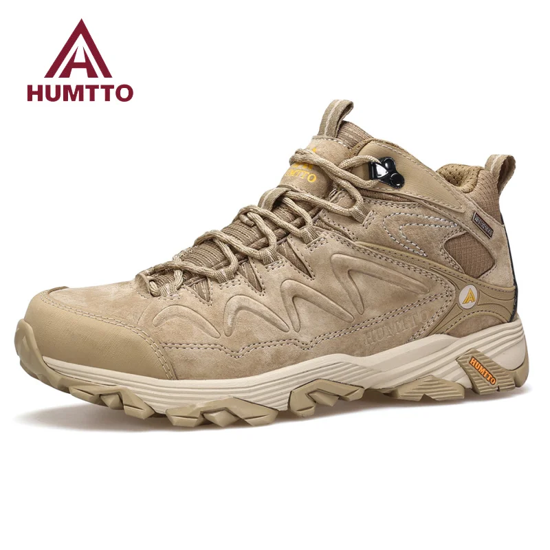 HUMTTO Genuine Leather Shoes for Men Winter Hiking Boots Breathable Camping Men's Sports Shoes Outdoor Trekking Man Sneakers