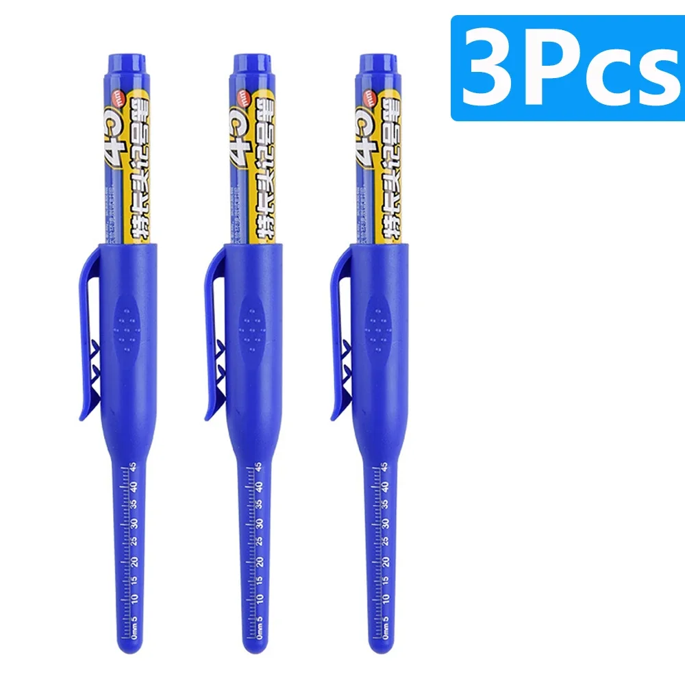 1-6 Stück 45mm wasserdichte lange Kopfs pitze tiefe Loch markierungen Stift fliesen Zimmermanns stift Mehrzweck für die Holz bearbeitung schwarz/blau/rote Tinte