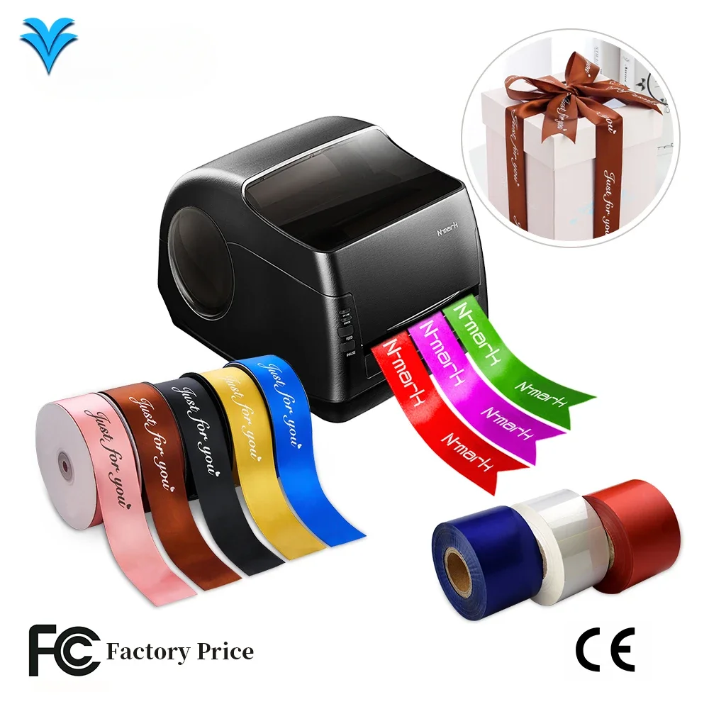 N-mark Digital ribbon printer,digital satin ribbon printing machine hot stamping foil printer