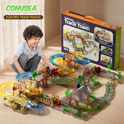 Children's DIY Track Set Toys Splicing Track Train Transparent Electric Trains Puzzle Assembly Kid Toys City Track Train Games