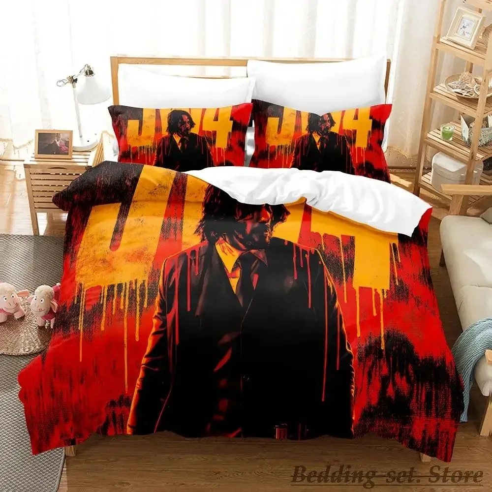 2023 John Wick Bedding Set Single Twin Full Queen King Size Bed Set Adult Kid Bedroom Duvetcover Sets Anime parure de lit Bed