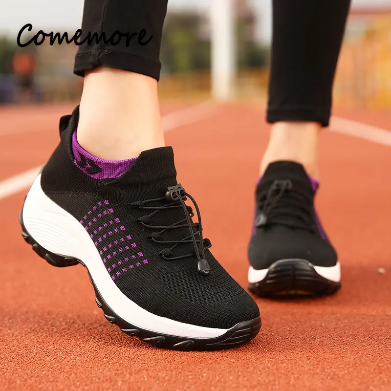 Neue große Größe 43 44 45 hohe elastische Gummi Trend Herbst mode atmungsaktive Damen Sport Damenschuhe männliche Sport Turnschuhe