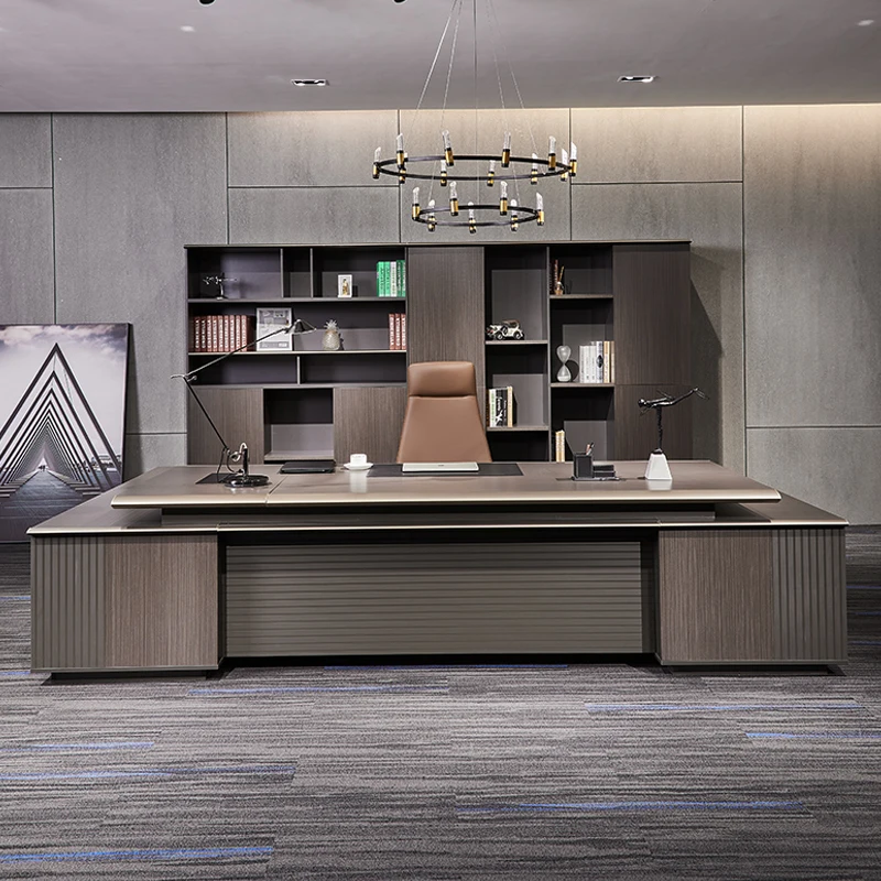 

Light Luxury Modern Chinese Boss Table President Work Storage Designer Table Unique Long Straight Escritorio Office Furniture