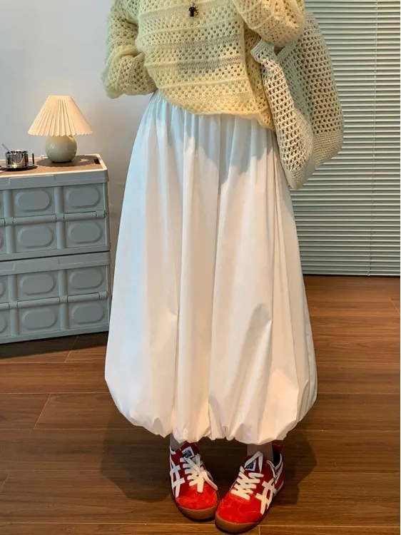 

Summer 2026 plus Size Color Long A-Line Skirt Elastic Waist Bouffant Half-length Women's Clothing Versatile Casual Skirt