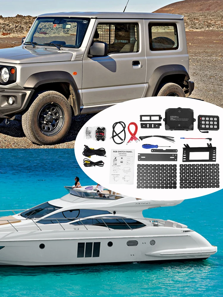 12連スイッチパネル 12/24V キャラバンコントロールパネル DIYバックライト付き車載タッチスイッチパネル 車 トラック オフロード RV バン用