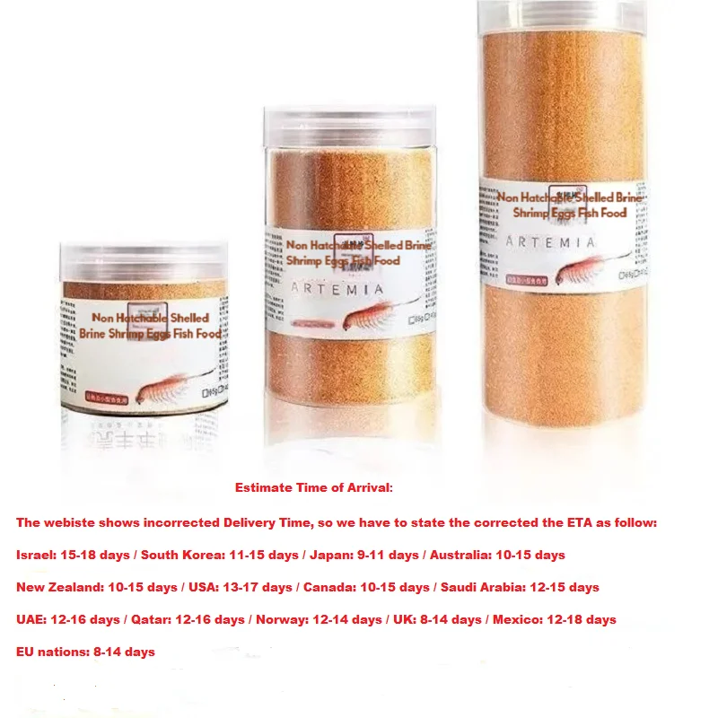 No Shell Brine Shrimp Eggs Fish Feed Shelled Artemia Cycts High Protein Fish Food With Feeder for Guppy Tropical Fish Larva Fish