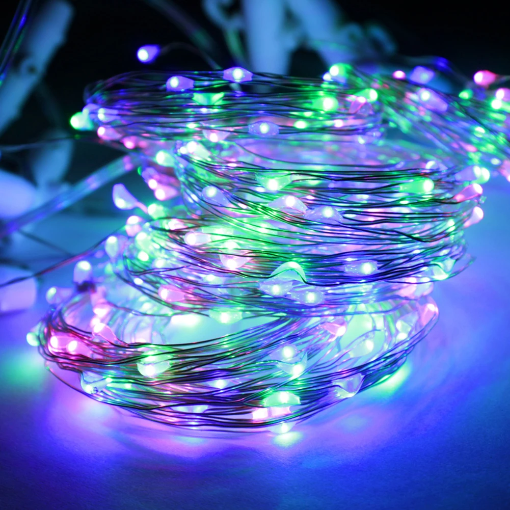 Solar String Lights LED Waterproof Fairy Lamp Outdoor Battery Multi Color String Copper Wire Lamp Atmosphere Lighting Christmas