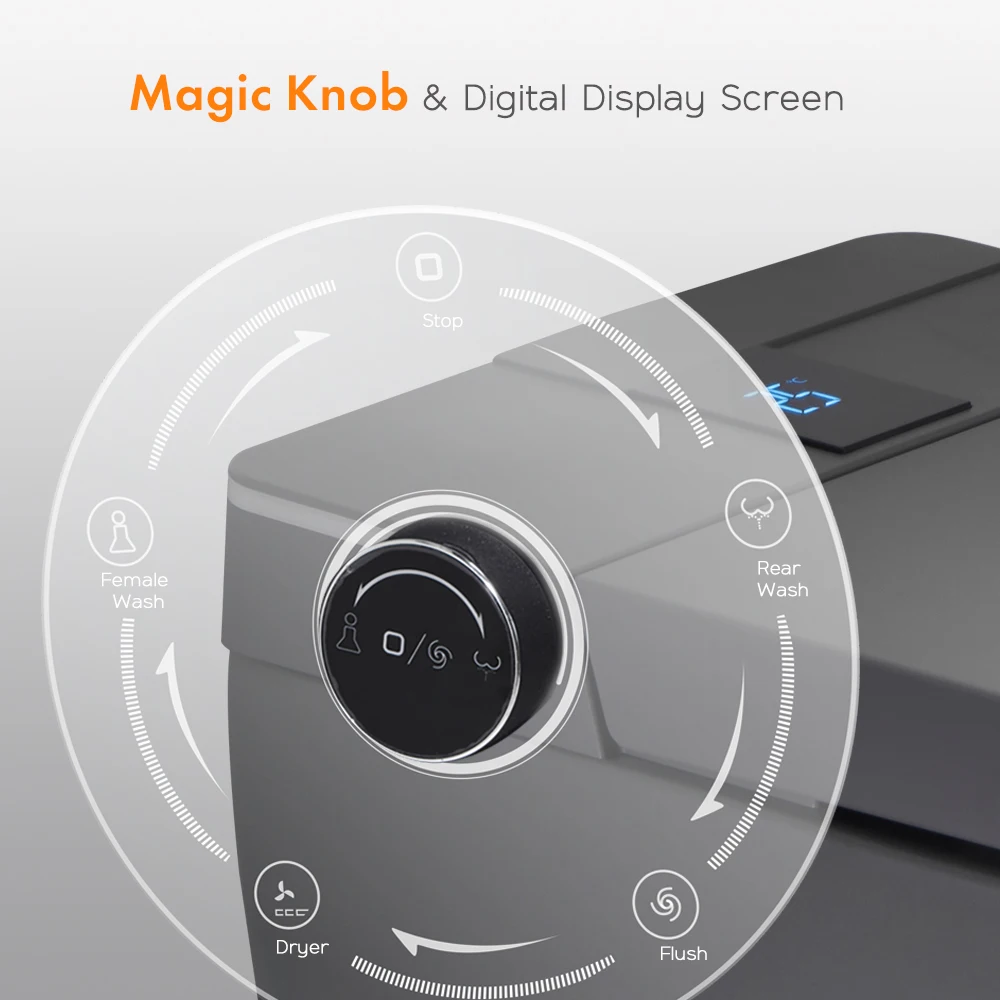 Aodi إزالة الروائح الكريهة التلقائية تصميم جديد ماتي الأسود قطعة واحدة السيراميك الكهربائية مربع المرحاض الذكي