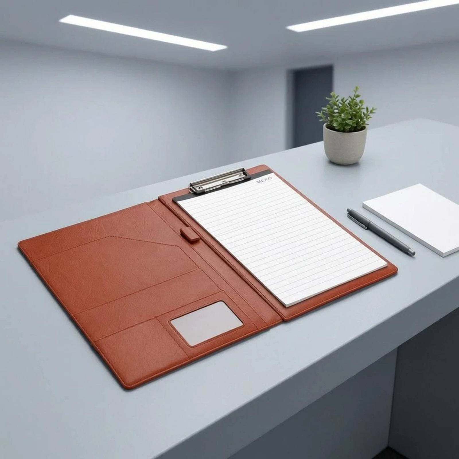 faux-leather-clipboard-folder-rigid-writing-surface-a4-clipboard-folder-padfolio-metal-clip-portfolio-binder-interior-pocket