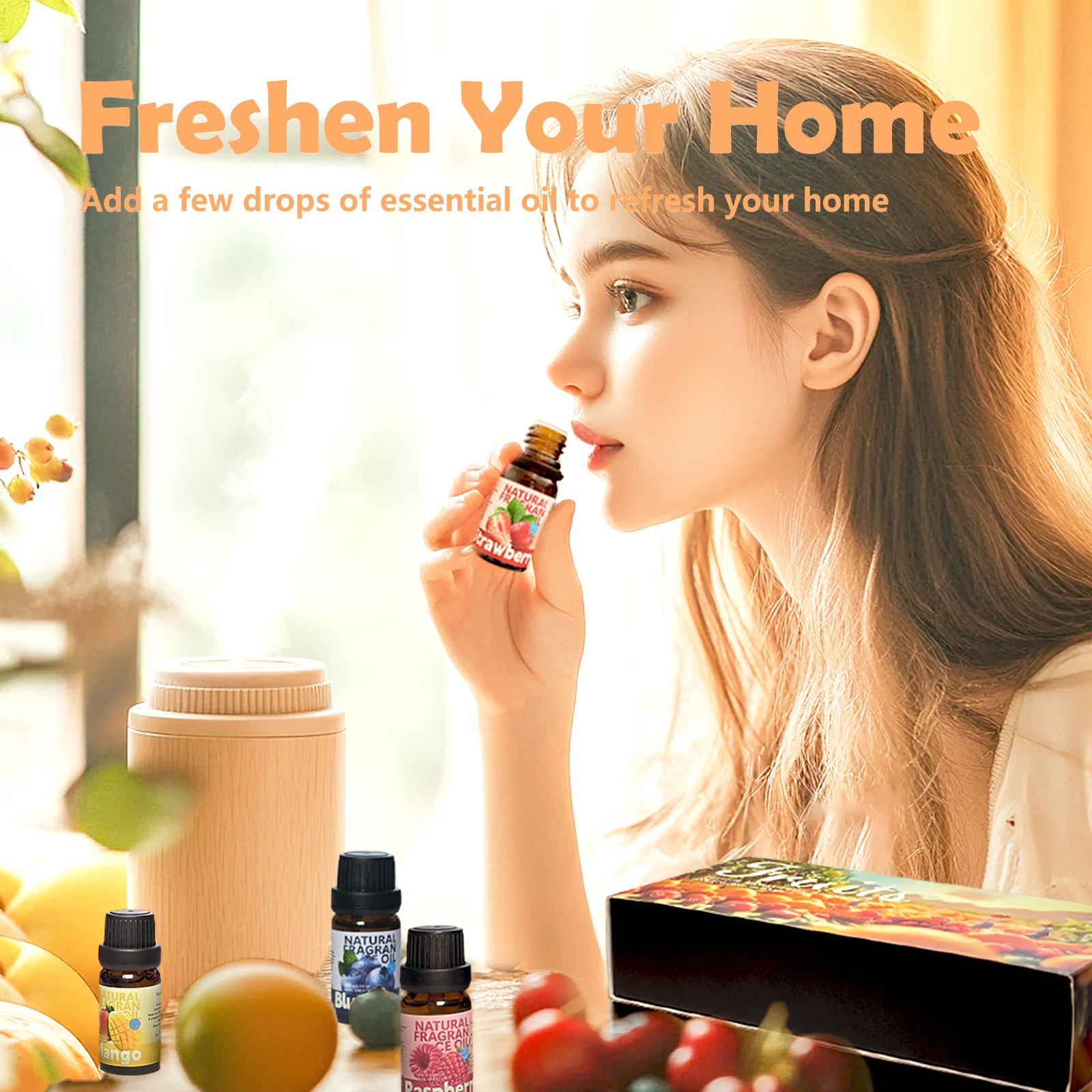 6 PZ 10 ML Frutti Oli Essenziali profumo donna MINI PERFUME SET colonia-Mango Mela Ciliegia Fragola Mirtillo Lampone