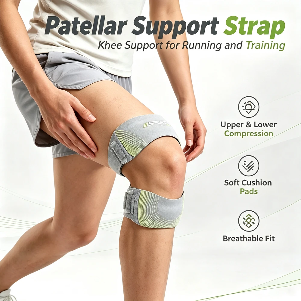 One-Size Fits Most Knee Compression Sleeve Strap for Football, Tennis - Reduces Swelling, Tendon Pressure, Post-Workout Soreness