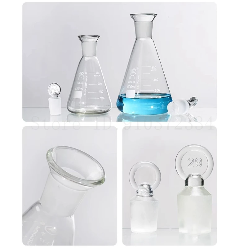 1pc Lab Glass Odine Flask High Borosilicate Glass Triangle Flask with Iodine Plug