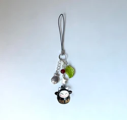 Handmade Black cat phone charm | phone strap | phone accessories | lucky small bell cat keychain