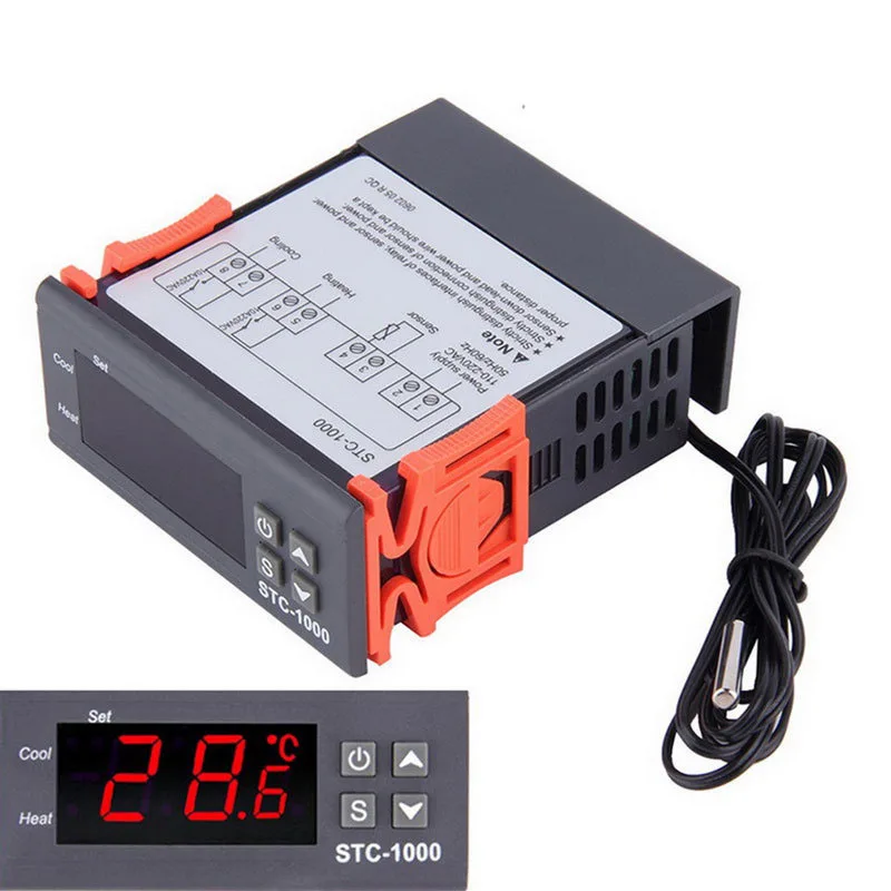 STC1000 12V 24V 220V Digital Temperature Controller 10A LED Digital Temperature Controller Thermostat Thermoregulator With NTC S