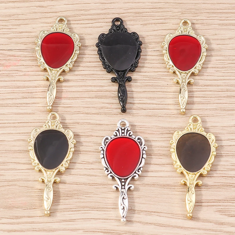 

10pcs 15x36mm Punk Alloy Magic Mirror Charms Pendants for Jewelry Making Drop Earrings Necklaces DIY Handmade Crafts Accessories