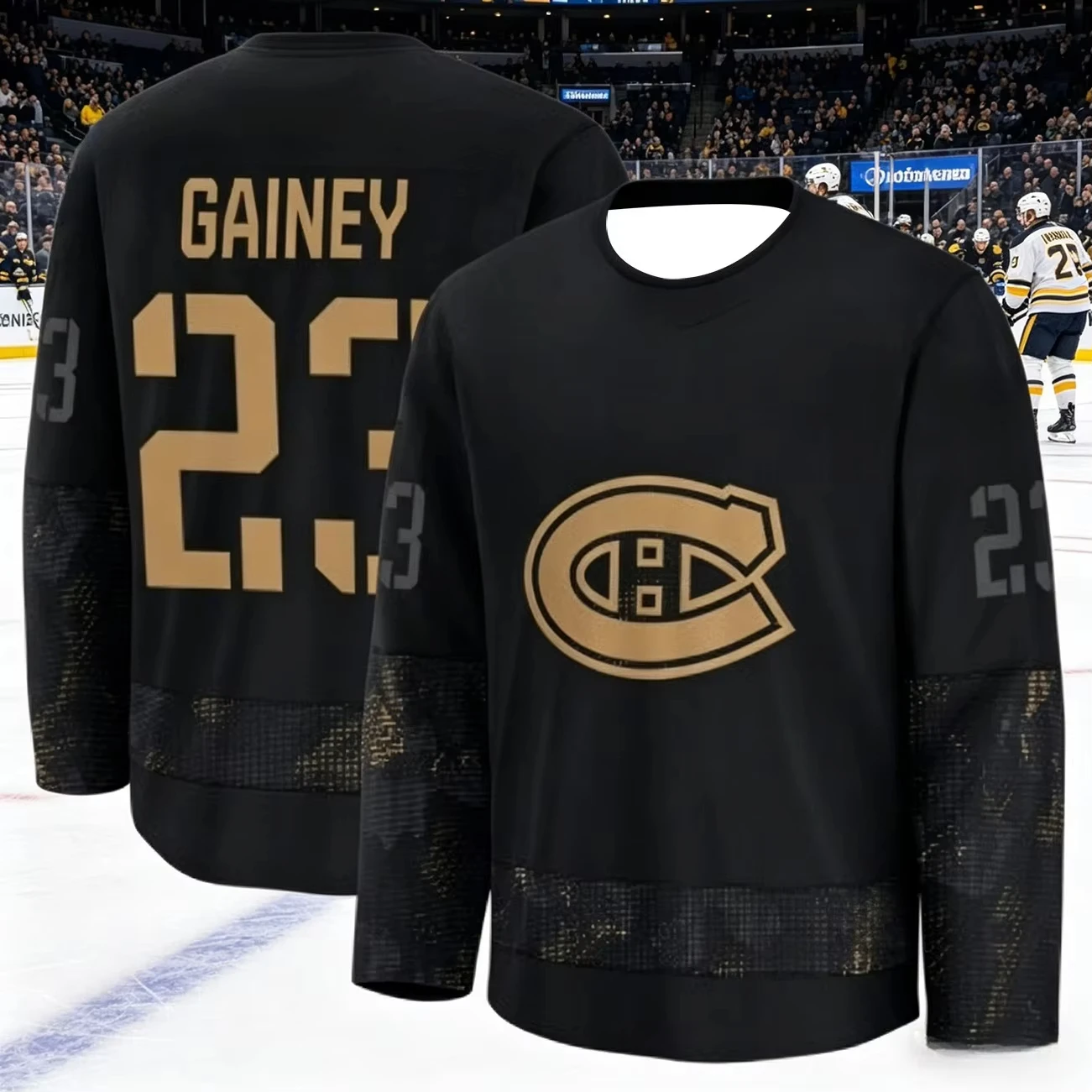 Canadian Men's Best-Selling Ice Hockey Training Suit - Breathable Quick-Drying Black and Gold Version Long-Sleeved Top Family