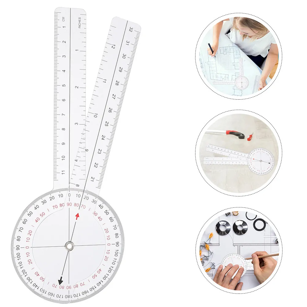 

2Pcs Transparent Angle Ruler Goniometer Measuring Tool for Architecture Engineering Drafting Portable Plastic Protractor