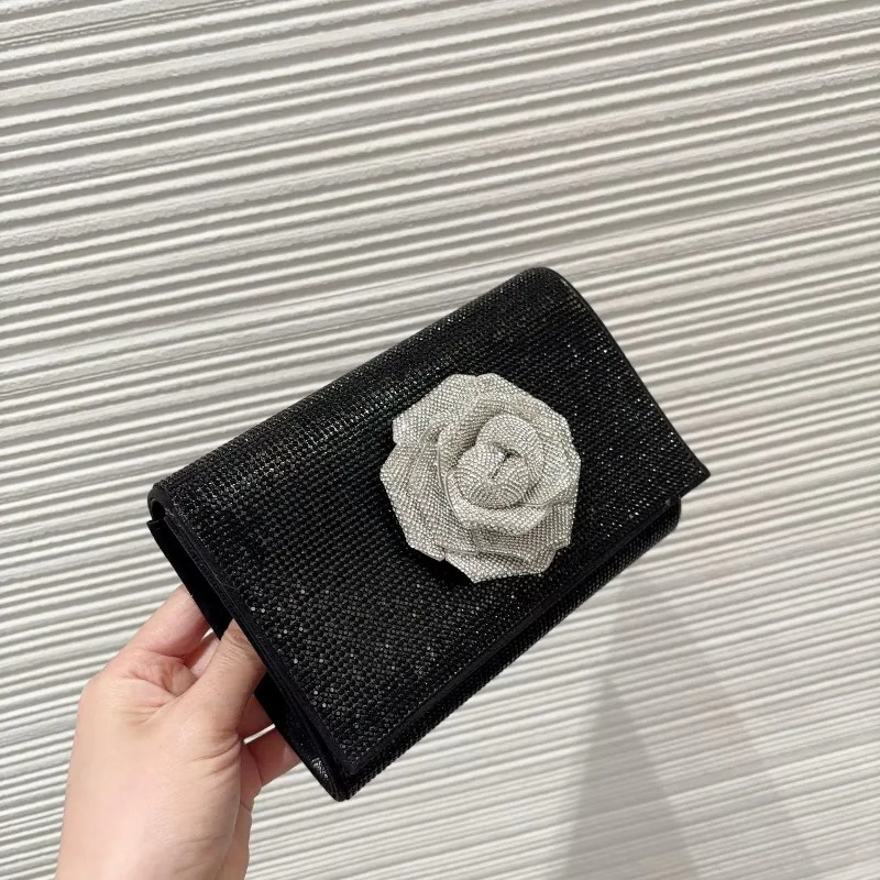 حقيبة يد نسائية أنيقة مع كريستالات Blingbling حقائب سهرة كاملة من حجر الراين كوكتيل رسمي/زفاف/حفلة عيد ميلاد محفظة حجرية #3