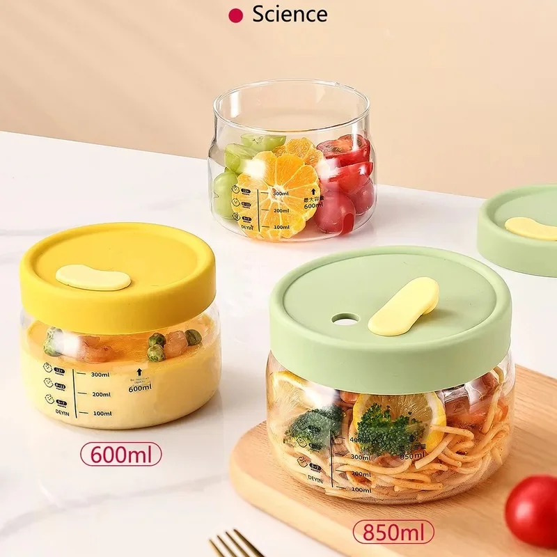 600-850ml Glass Food Storage Container Airtight Leakproof Baby Food Bowl With Scale Microwave Freezer Safe Meal Preps JJ4757